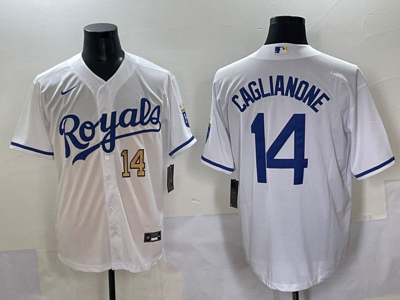 Men 2025 Kansas City Royals #14 Caglianone White Game Nike MLB Jersey style 4